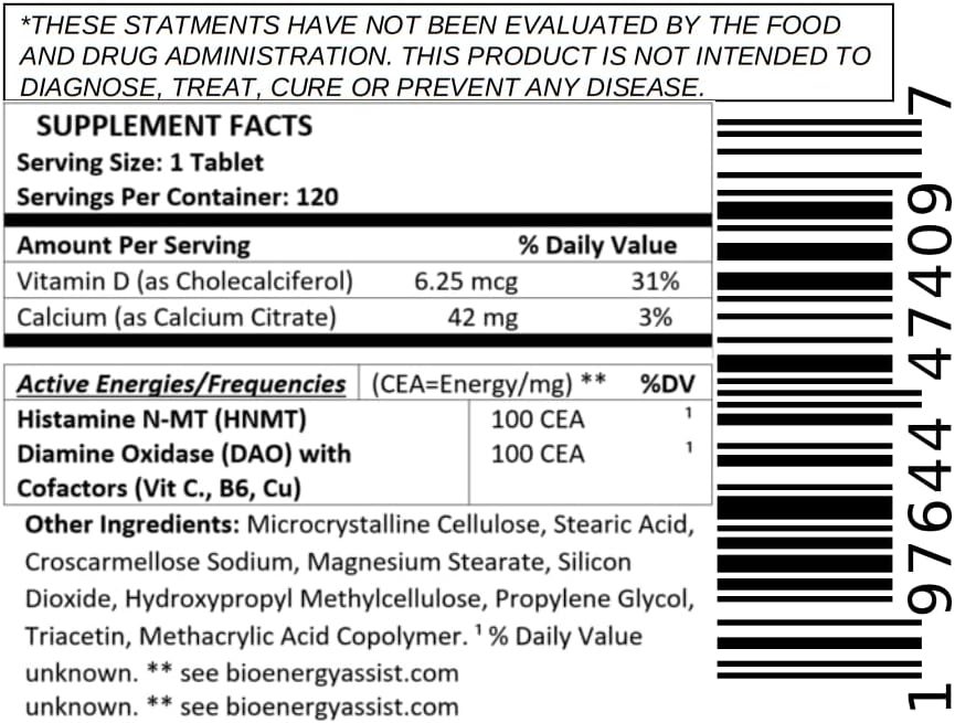 Miniatura 6 de BioEnergyLife Control de histamina con energías naturales - 120 tabletas - con frecuencias naturales de enzimas HNMT y DAO para ayudar a controlar