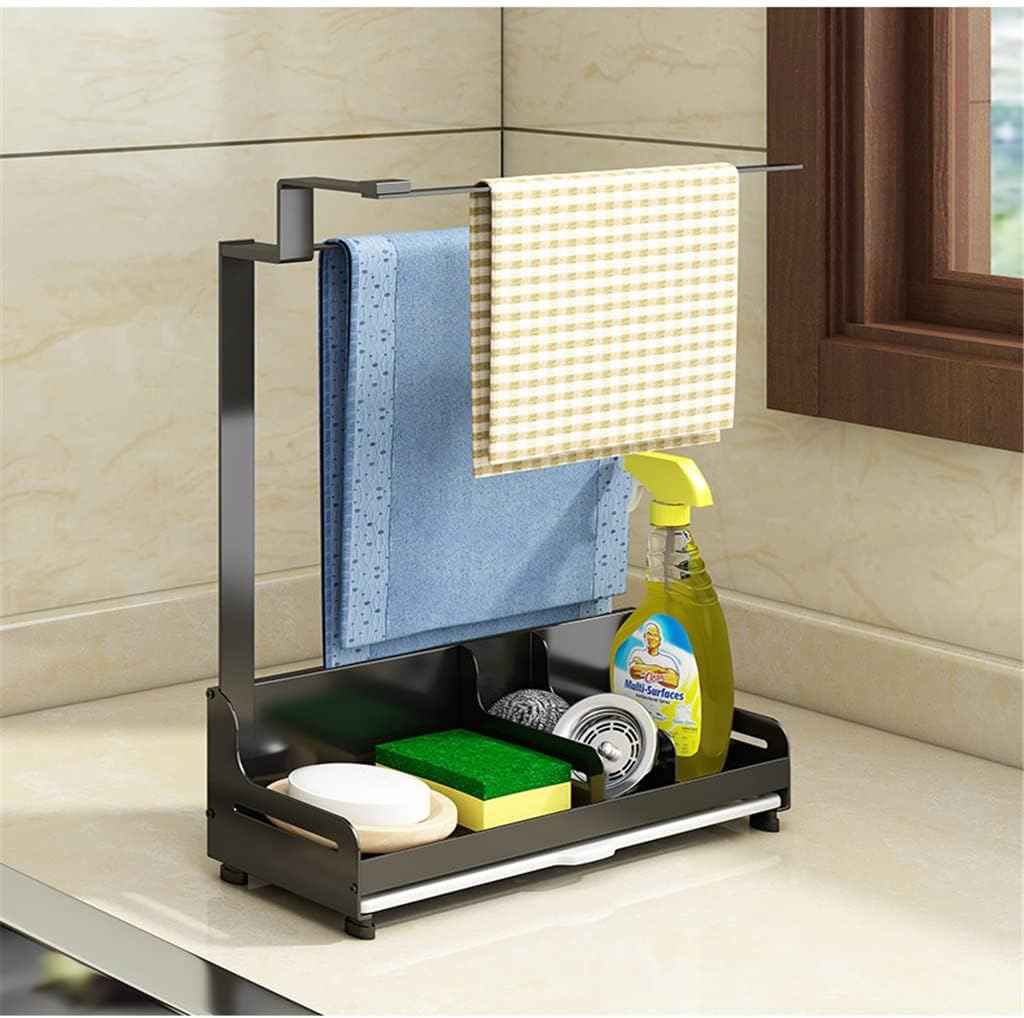 Dishcloth Rack Kitchen Shelf Household Countertop Wall Hanging Storage Artifact Dishcloth Rack Towel Drain Storage Rack (Color : A, Size : 9.5 * 10 * 22.5cm) (A 9.5 * 10 * 22.5 * 31cm)