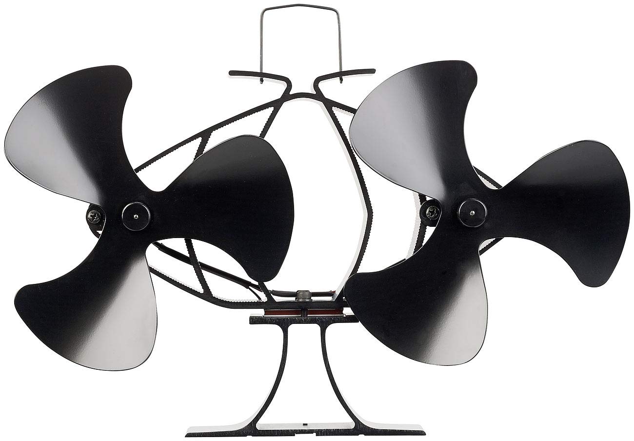 Carlo Milano Kaminventilator: Stromloser Kaminofen-Doppel-Ventilator, je 3 Lüfter-Blätter, ab 65 °C (Lüfter Ofen, Heizungsventilator, Heiz)