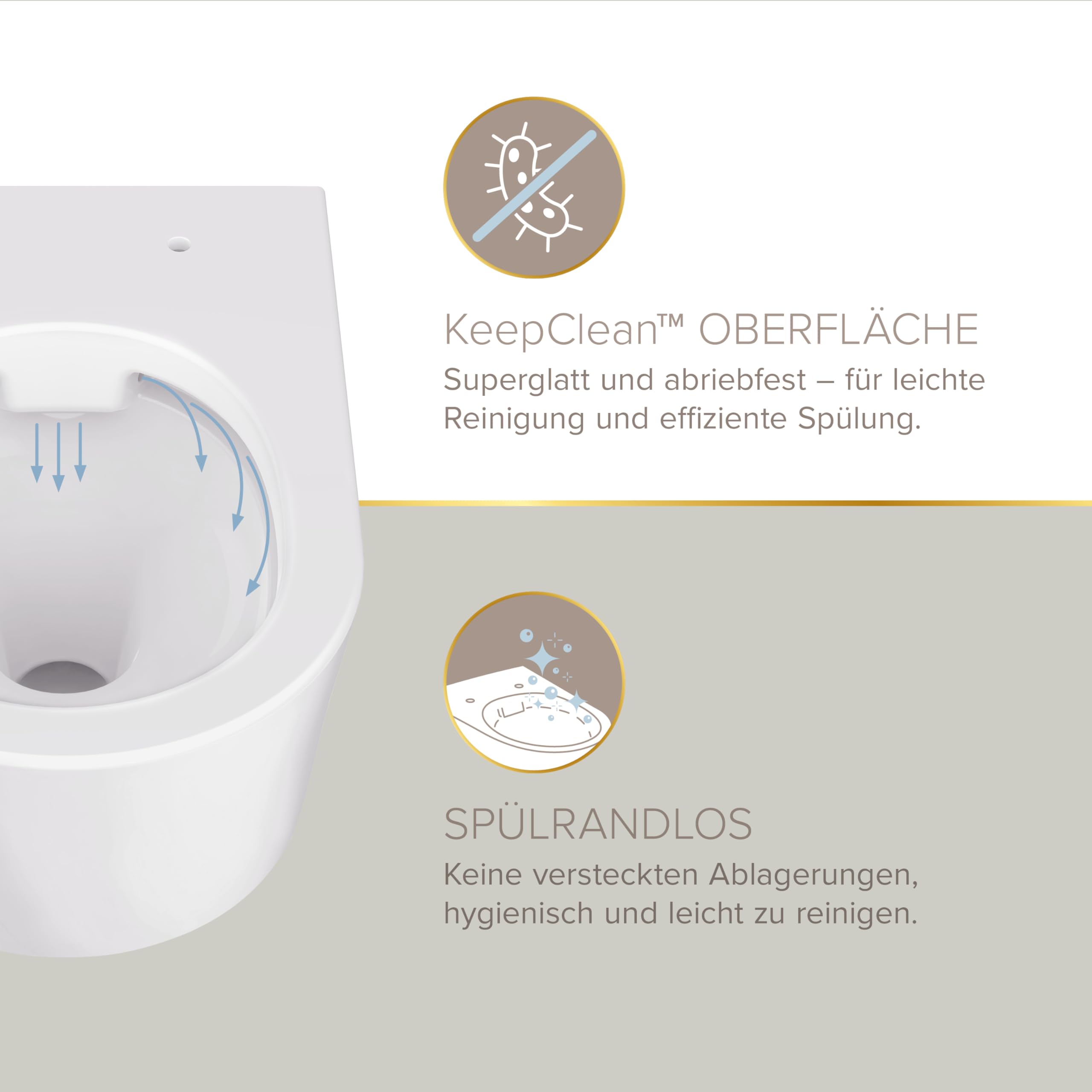 Lenz Spülrandloses Wand-WC MELVA in D-Form – Hygienisch, geruchsarm & leicht zu reinigen – Superglatte KeepClean-Oberfläche – Einfache Montage mit Help Fix – Tiefspüler, Weiß, 41030161