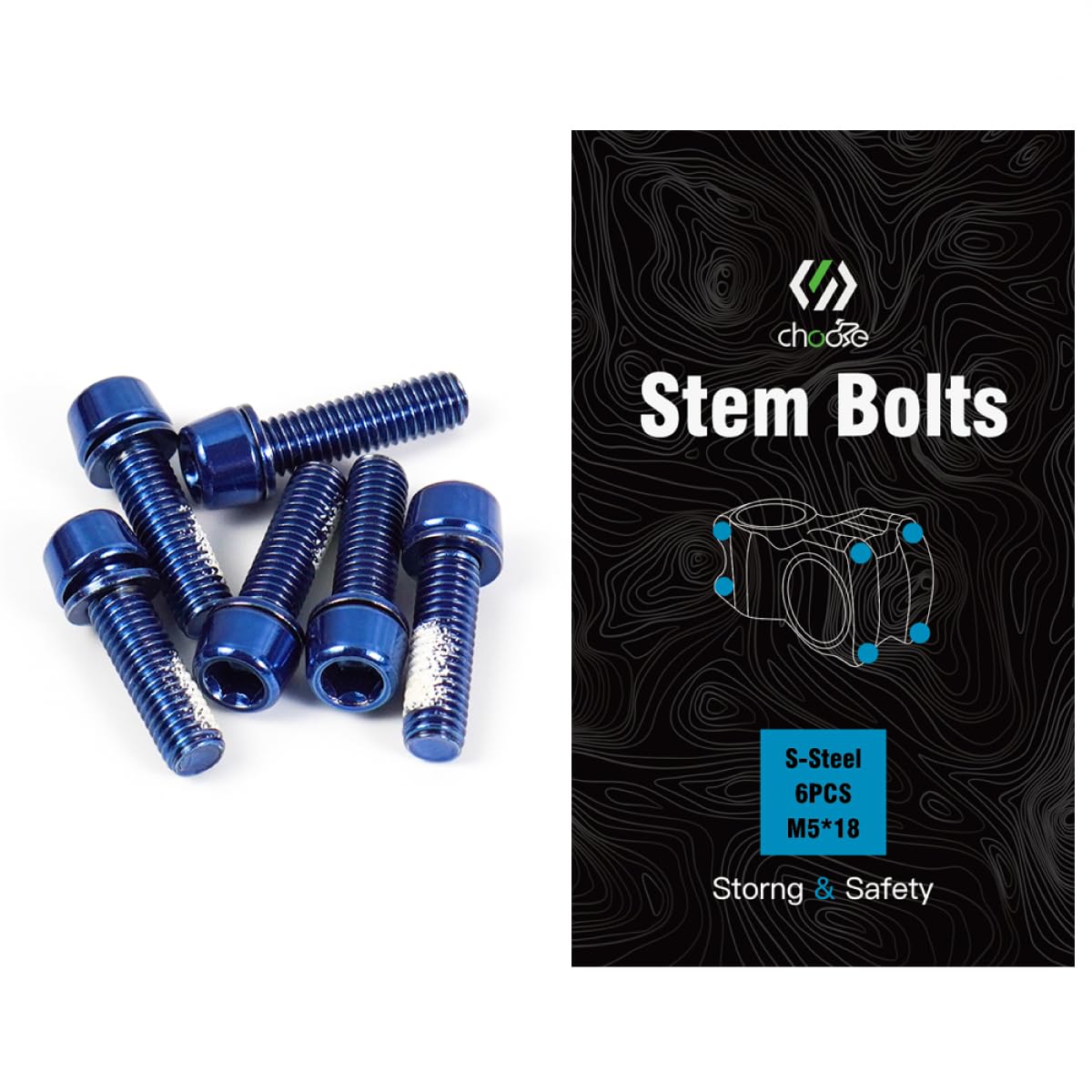 CNCLOL Bike Stem Bolts, M5 x 18mm Stem Screws for MTB/Bicycle/Road/Mountain Bike/BMX (Red/Green/Orange/Blue/Rainbow/Gold)