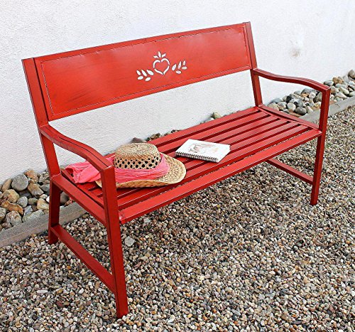 DanDiBo Bank Passion Gartenbank Rot 2 Sitzer 121496 Sitzbank 120 cm Metall Eisen Blumenbank Garten - 2
