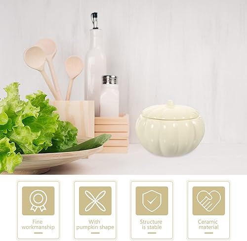 Miniatura 5 de Tofficu Tarro de calabaza de cerámica Tarro de especias Contenedor de espaguetis Soporte de luz de té de Halloween Contenedor de forma de calabaza