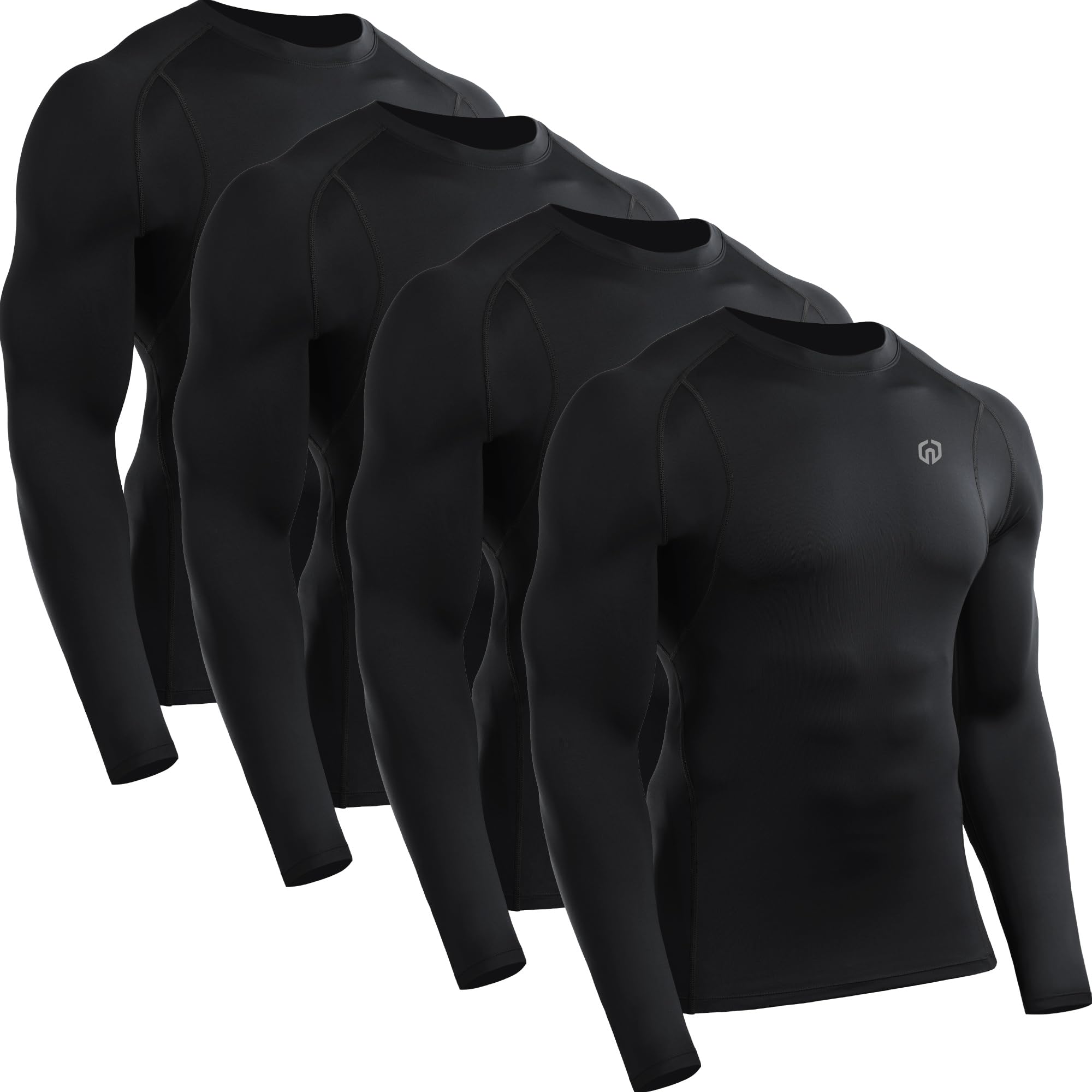 NELEUS 4 Pack Men's Workout Long Sleeve Shirts Compression Dry Fit Muscle Tops