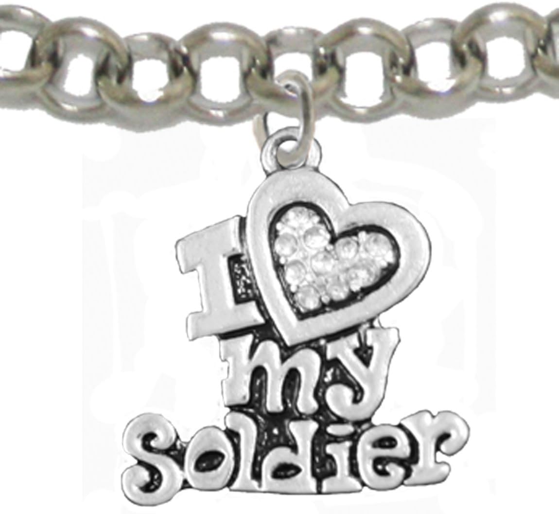 Cardinali Jewelry Army, I Love My Soldier, Adjustable Chain Bracelet Hypoallergenic, Safe-Nickel, Lead, Cadmium Free