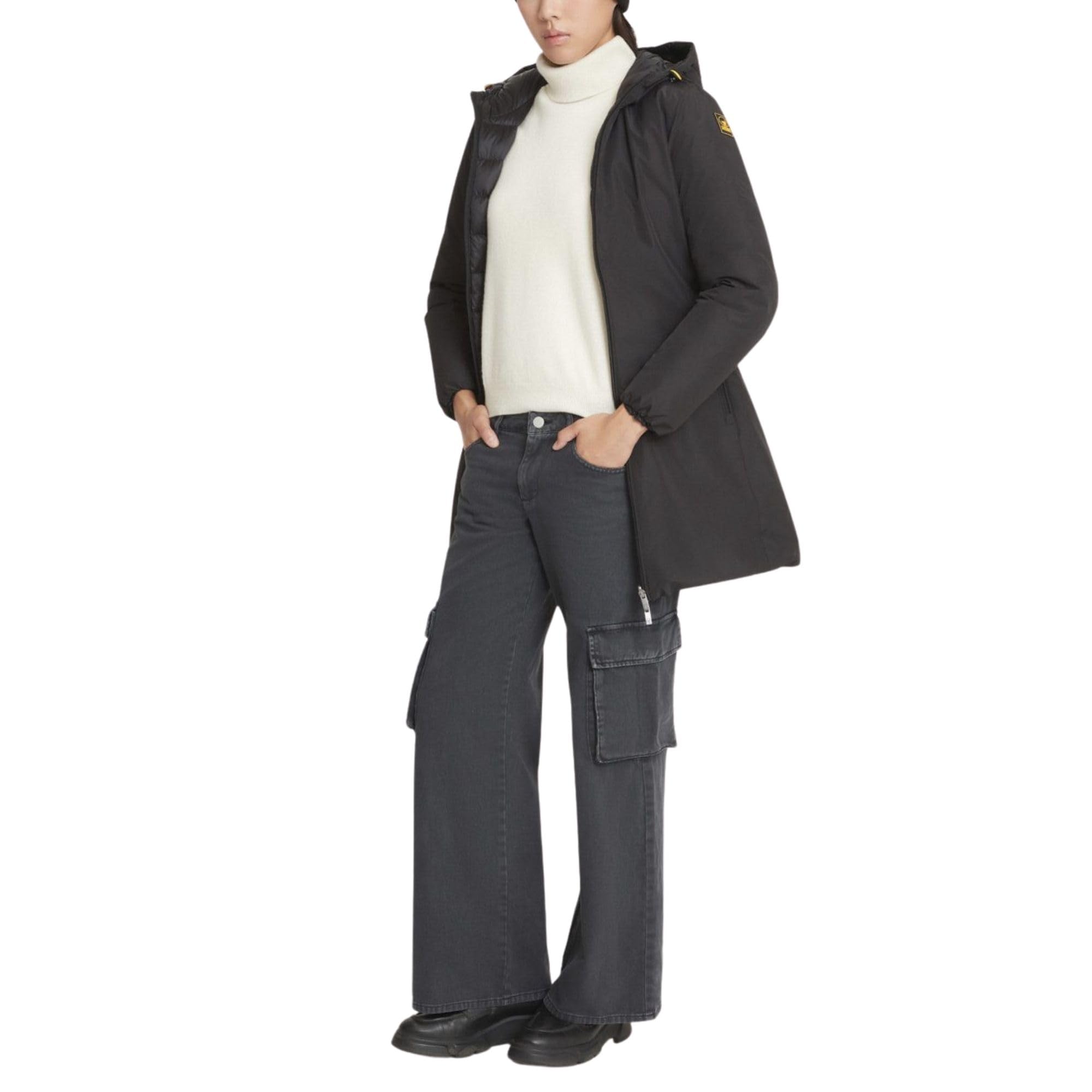 CIESSE PIUMINI Piumino da Donna Reversibile con Cappuccio Jusy 3.0 Nero Codice 253CPWC15079-P1410P-206XXN