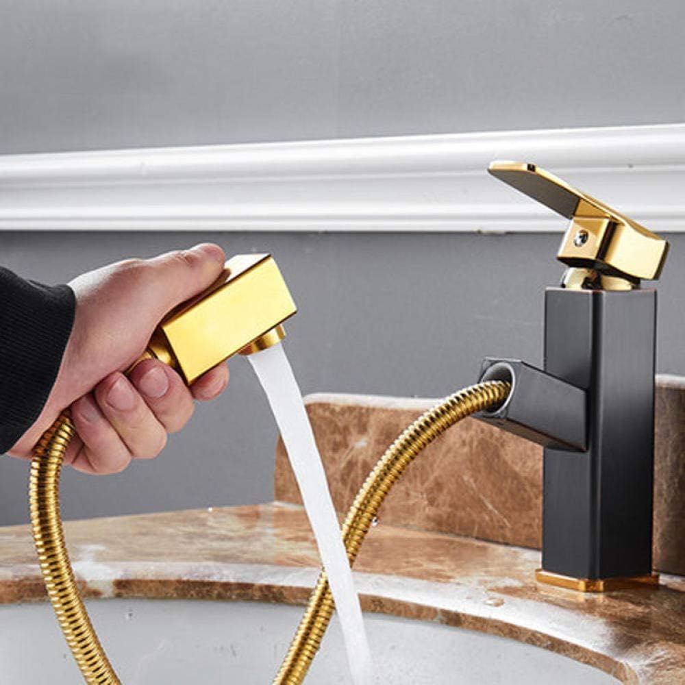 Robinets de lavabo de salle de bains extractible mitigeur cuivre évier