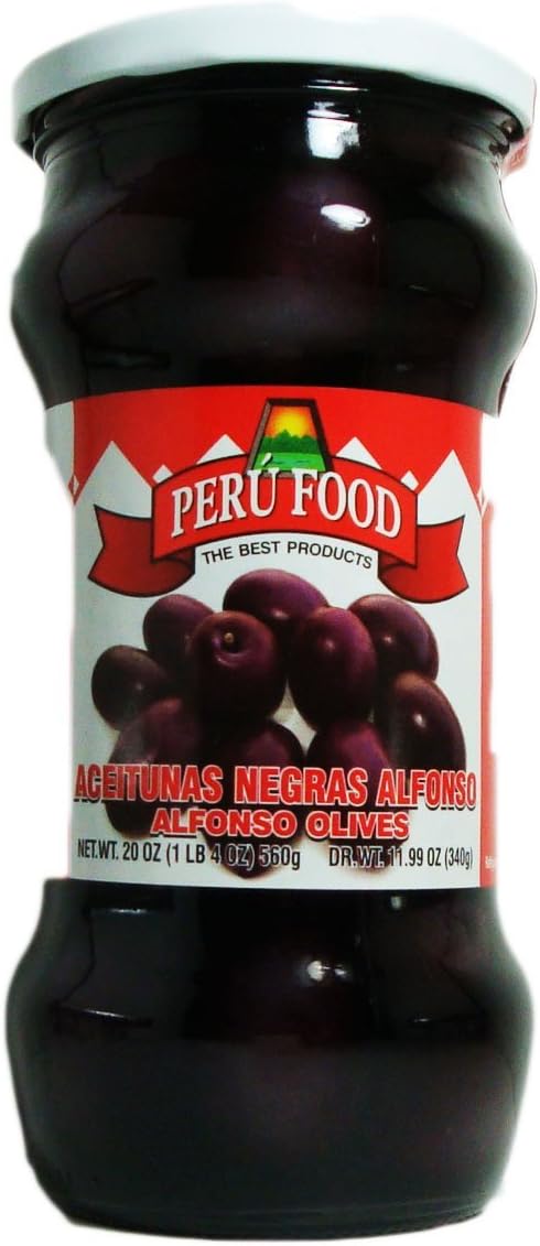 Peru Food Black Olives in Brine - Aceitunas Negras de Botija - Product of Peru - 20 oz.