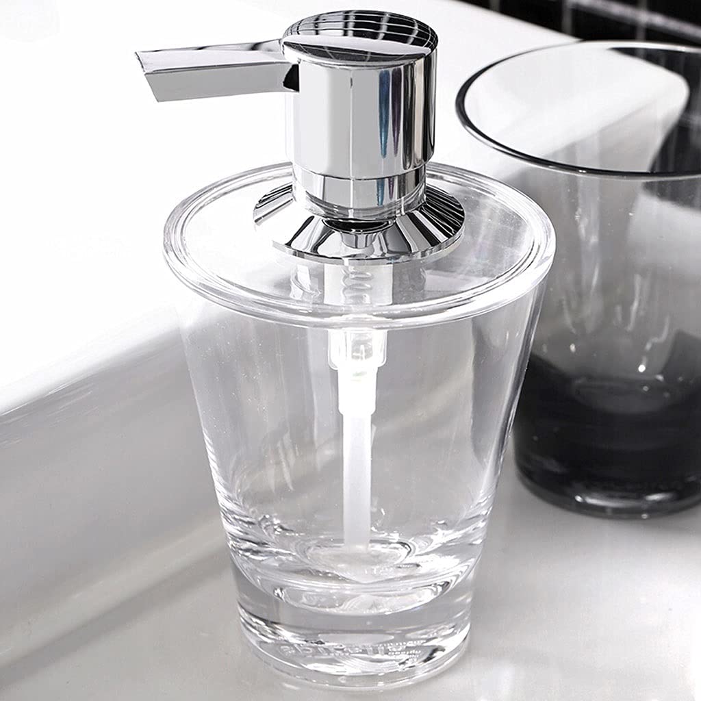 NEBE Dispenser Sapone Bagno Dispenser Sapone Cucina 200 Ml Acrilico Pressatura Bottiglia Trasparente Sapone Creativo Sapone Idraulico Sabot Bina Dosatore Detersivo Lavatrice(Purple)
