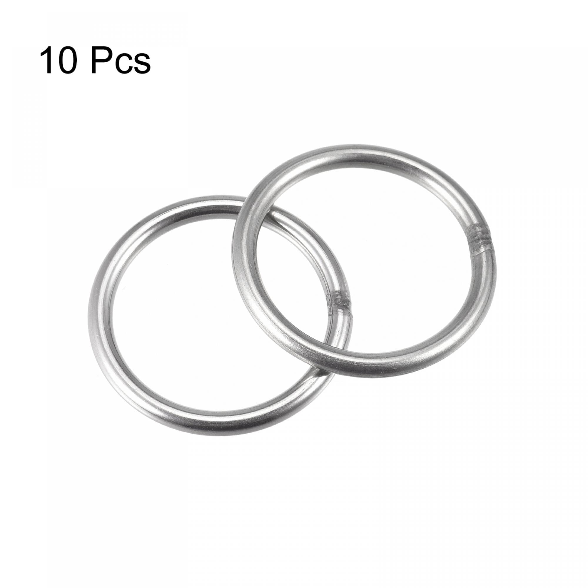 10 Anneaux Soudés Acier Inox 304 - 35mm Diamètre Extérieur - 4mm Épaisseur - Pour Suspension