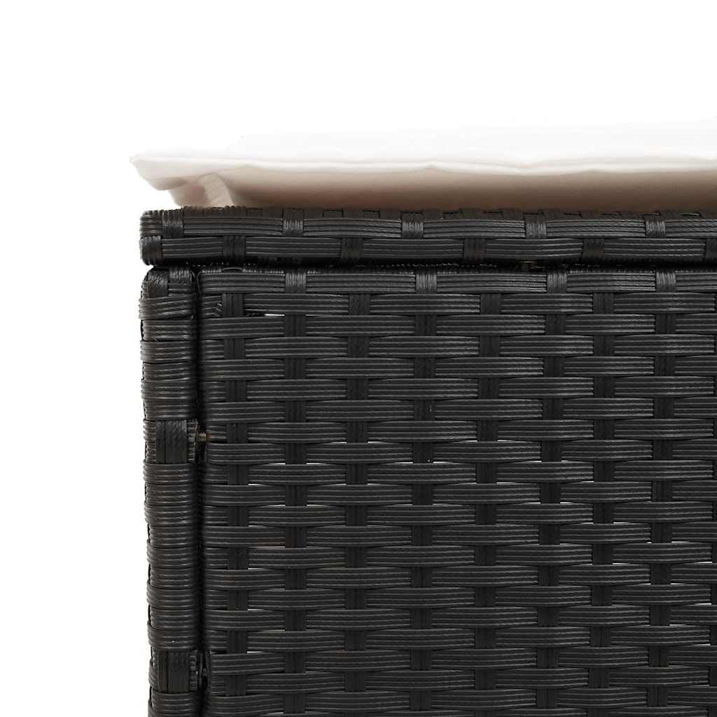 Tumbonas con cojines, 2 unidades, color negro, resina trenzada, chaise longue de jardín, respaldo ajustable en 5 posiciones, baño de sol, muebles para playa, terraza, balcón