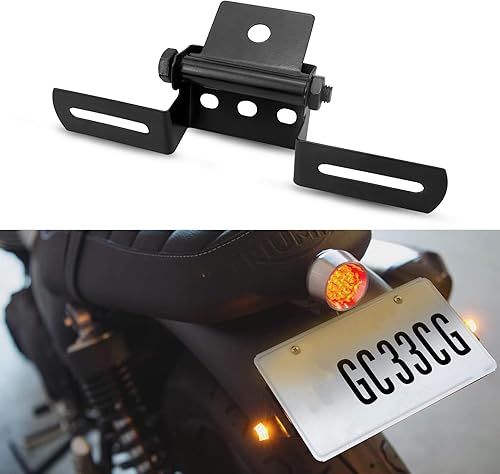 Soporte de placa de matrícula de motocicleta, soporte de placa plegable ajustable, soporte de luz trasera universal, aleación de aluminio para