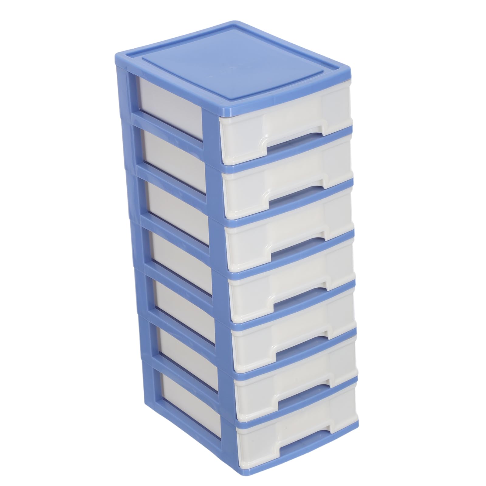 Meuble de rangement 7 tiroirs POPETPOP bleu armoire plastique compacte salon