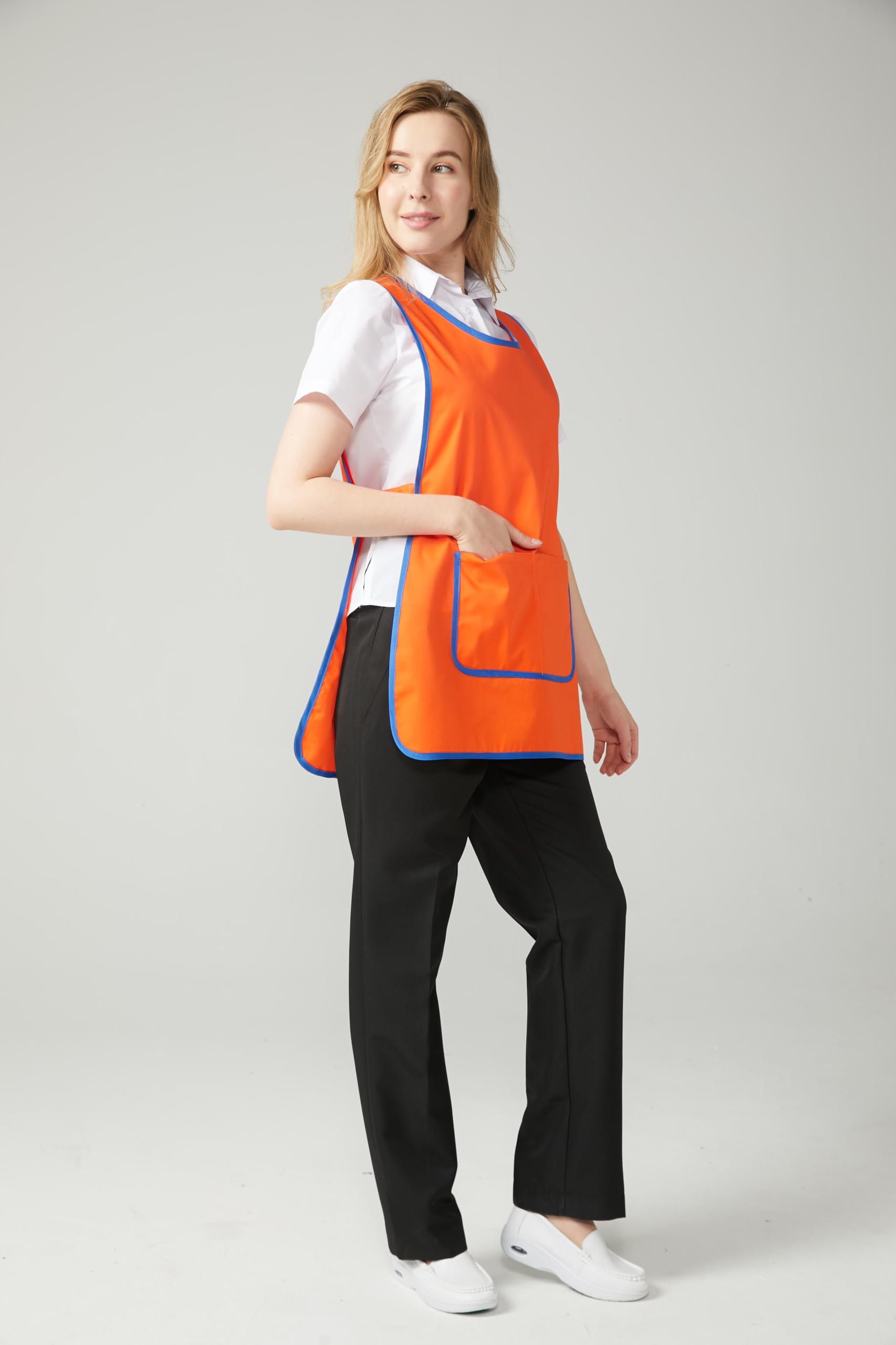 Victory PACK DE 2 - Delantal Limpieza Profesional Servicio Doméstico Camarera Hostelería Mujer Ajuste Cómodo Botones Laterales Poliéster Algodón Trabajo Diario Antimanchas Modelo 868
