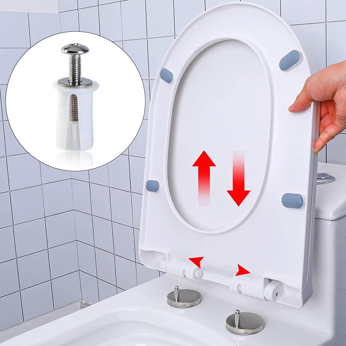 Set Di 4 Viti Per Sedile WC Con Dadi Di Gomma - Fissaggio Antiscivolo Per Water - Foto 4