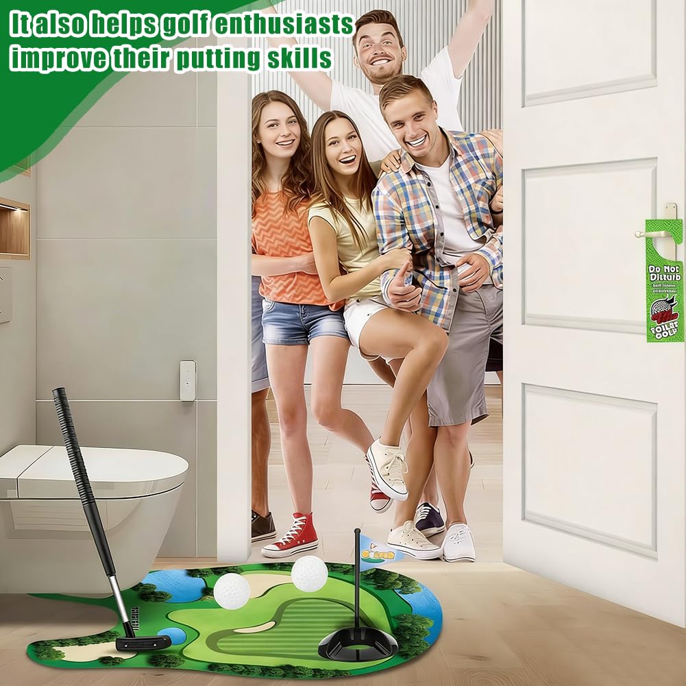 Set di Giochi da Golf per WC, Mini Golf in Bagno con Tappetino da Putting - 7 Pezzi