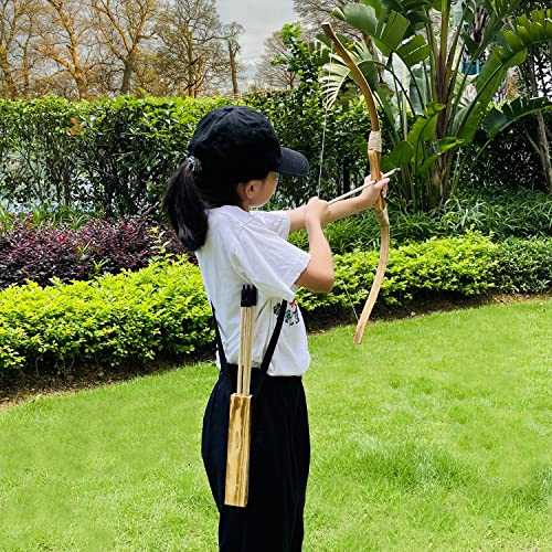 Wooden Bow And Arrow Set, Handmade 32 Inch Kids Bow And Arrow, Toy Bow And Arrow For Kids 4-6 8-12, 2 Bows 2 Quivers And 20 Wood Arrows, Gifts For Kids Youth Boys And Girls #TOP4