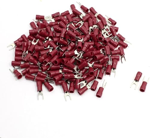IIVVERR 200 terminales de horquilla preaislados rojos SV2-4S para cable AWG 16-14 #8 (Terminales de horquilla con aislamiento rojo de 200 piezas,