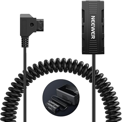 Miniatura 62 de NEEWER D Tap to NP-F550 Batería ficticia con cable para batería de montaje en V, fuente de alimentación estable para RGB660 RGB1200 RGB168 BH20B Luz