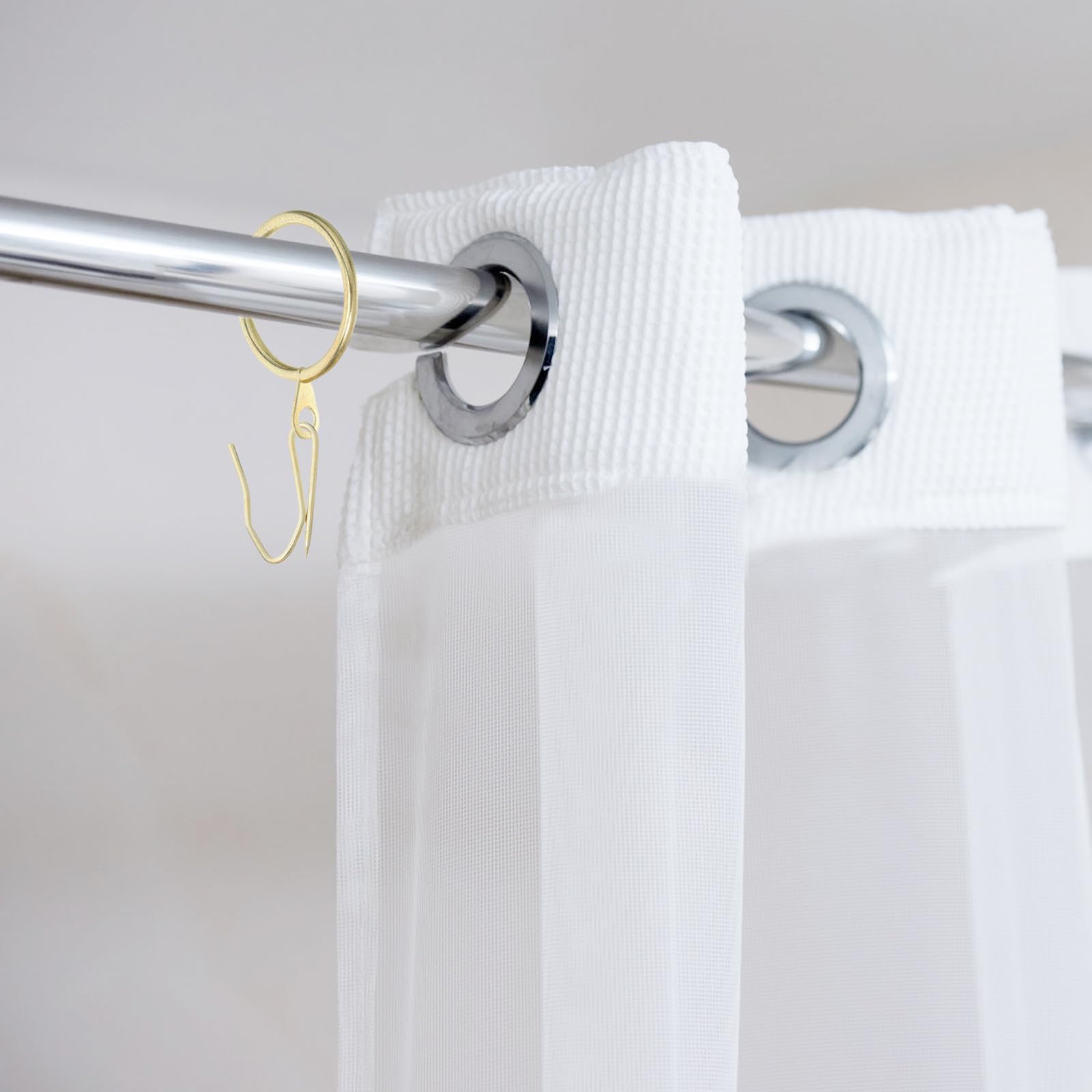 GALPADA 100 Set Anelli in Metallo per Tende da Doccia con Occhielli Resistenti e Spessi, Ganci Decorativi in Oro per Tende da Bagno e Porte, Design Raffinato e Robusto