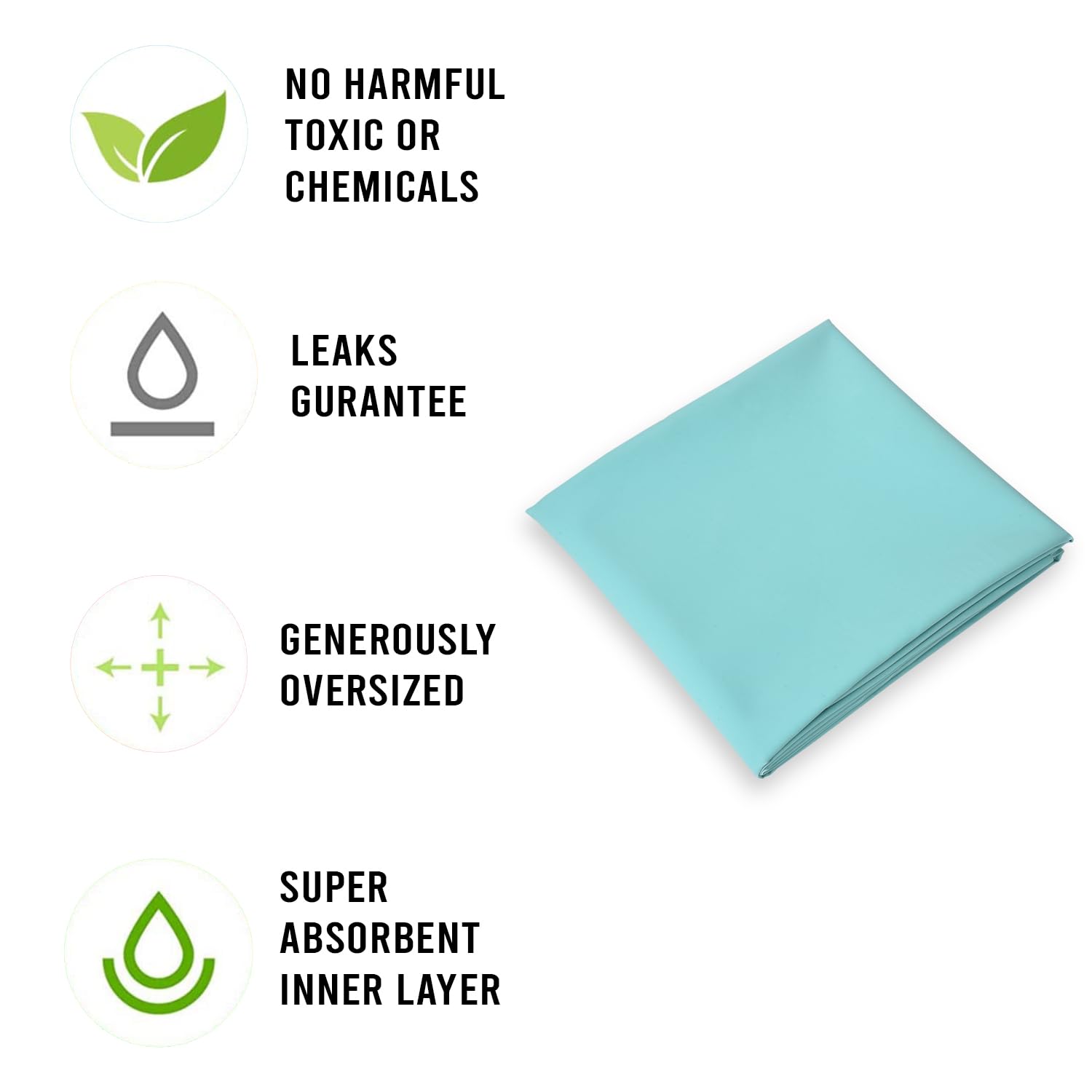 AQBAH Bamboo Ultra Soft Rubber Sheet For Bed Adult, Toddler, Mattress Protector, Non Absorbent Reusable Crib Mattress Protection Non-Allergic (Green 78X36 Inches) - Image 5 thumbnail