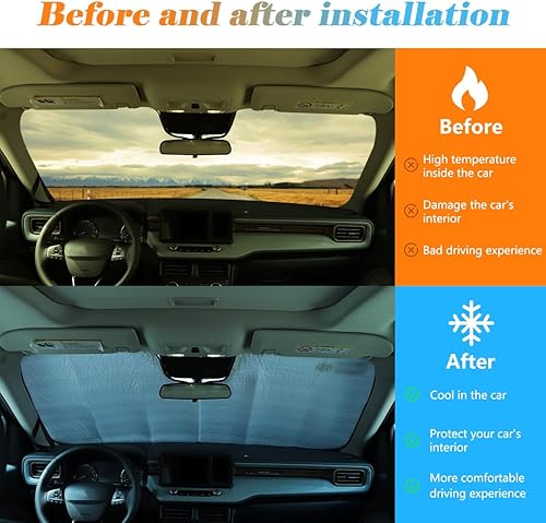 Miniatura 2 de Parasol para parabrisas de automóvil para Ford Maverick 2022-2024 camión, auto, reflector de rayos UV, ventana delantera automática y parasol de