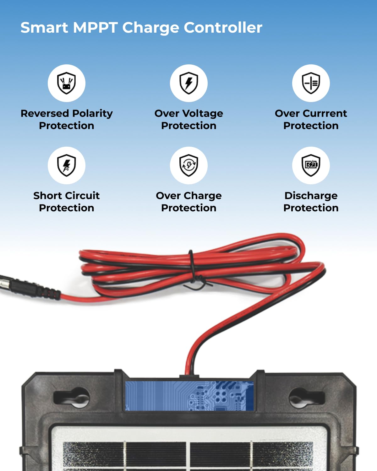 Caricabatterie solare Pro da 10 W 12 V, controller MPPT integrato impermeabile per auto, barche automobilistiche e rimorchi per camper marini, kit di ricarica per pannelli solari