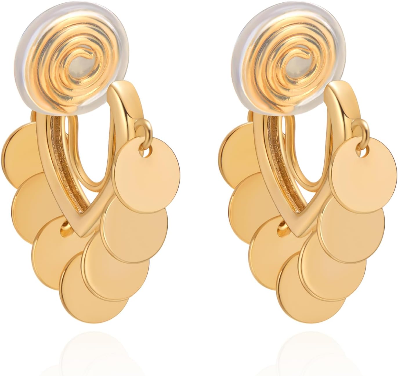 LIGHT RAIN Clip-On Earrings, All-Day Wear Gold & Silver Plated Stud, Hoop, Dangle Design Jewelry for Non-Pierced Ears - Image 2