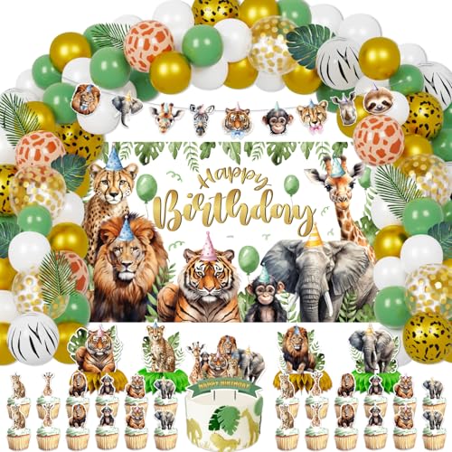 Mpanwen Jungle Safari Birthday Party Decorations, 127 Pcs Zoo Saf...