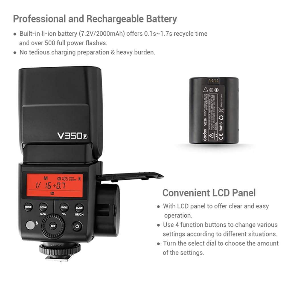 GODOX V350F FUJIFILM用 Amazon.com : Godox V350F TTL Flash for Fuji FujiFilm 1/8000s