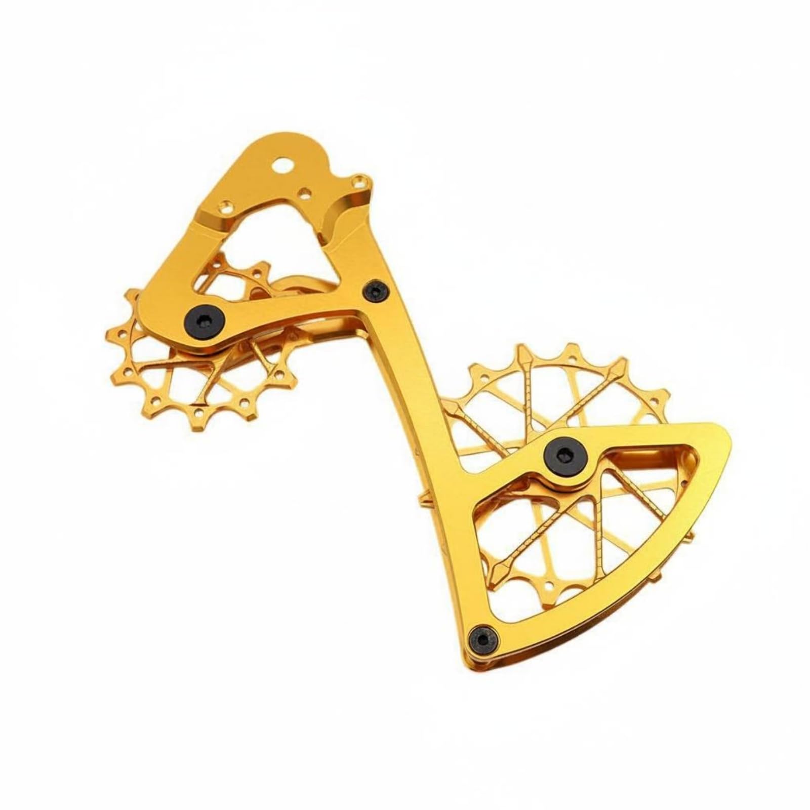 TISHITA Fahrrad Schaltwerkkäfig Kettenschaltung Führungsmechanismus Ultraleichter Umwerferkäfig mit Gefrästem Aluminium Und Keramiklager für Asphaltierte Straßen Entlegene Pfade Alltagsverkehr, Gold
