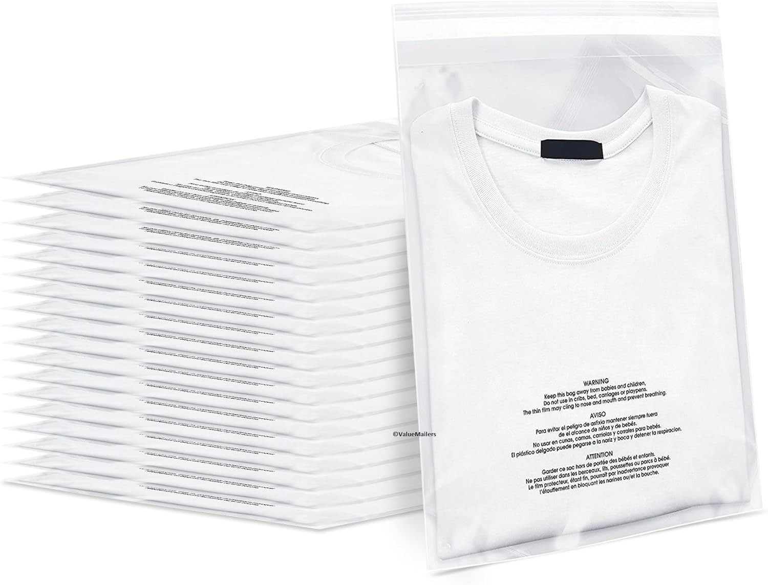 Clothing Packaging 200 Count 200 Count 8x10 Inch Clear Poly Bags With Suffocation Warning - Self-Seal Permanent Adhesive For Clothing & Retail Self Seal Packaging Bags With Suffocation Warning - View #7