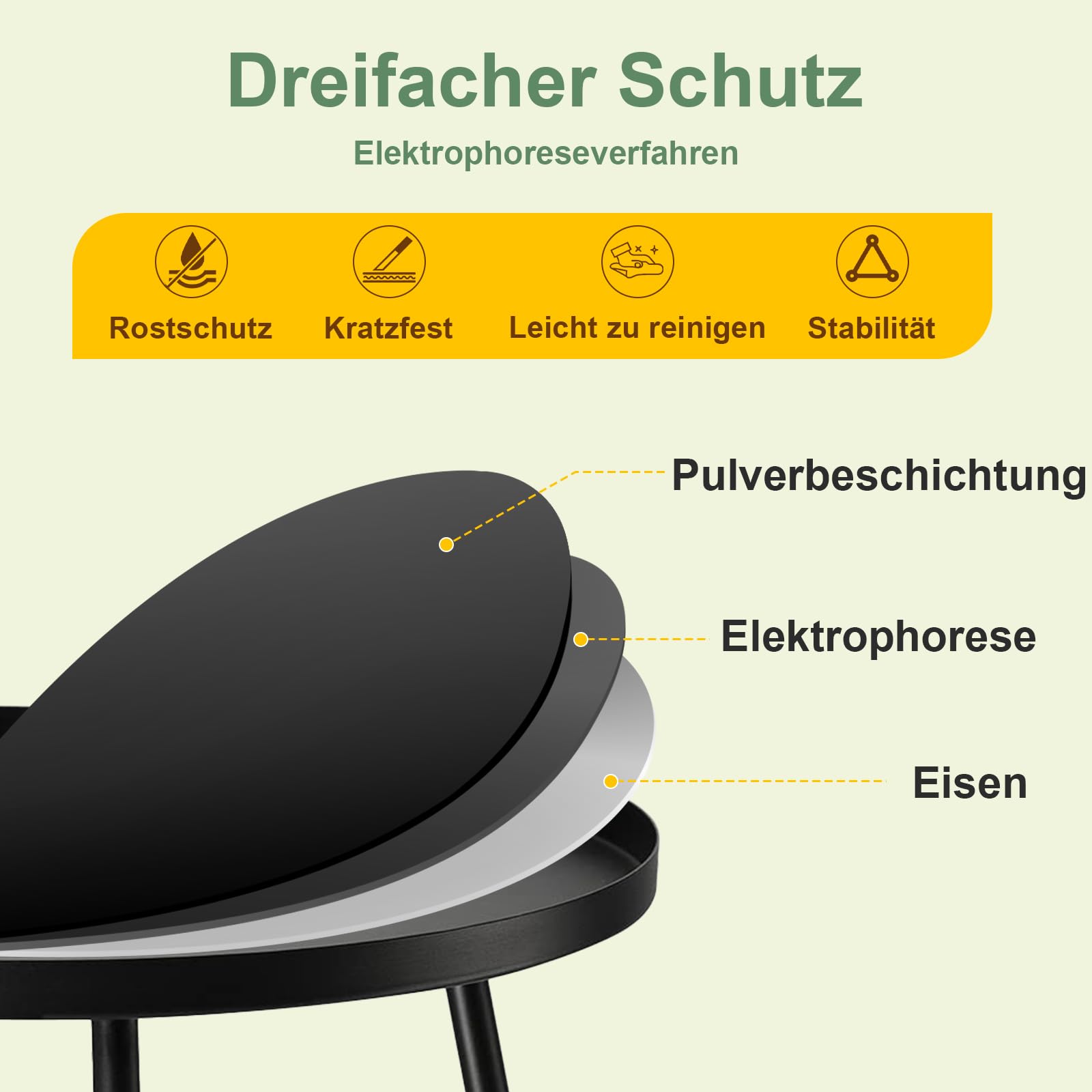 danpinera Outdoor Side Table, balkontisch mit rutschfesten Kanten, gartentisch klein, beistelltisch Outdoor für Terrasse, Hof, Balkon, Garten, wetterfestes Material, Schwarz