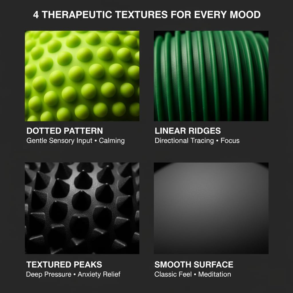 MAGMEN Magnetic Fidget Balls 8 Pack Dual Sizes (Small+Medium) - Sensory Toys Adults Kids ADHD Anxiety Autism - Silent Stress Relief Office Desk Toys 4 Textures Case - Black n Green