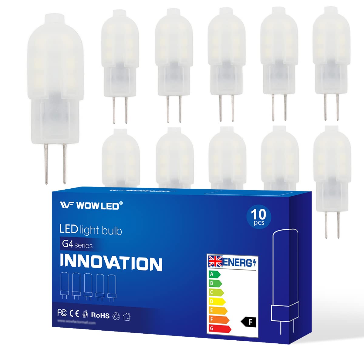 Buy WOWLED 10X G4 2W LED Light Bulb Warm White, Replace 20W Halogen