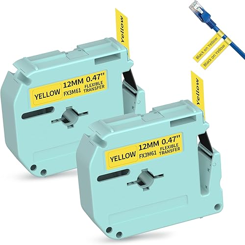 Miniatura 1 de Vixic Cintas de etiquetas negras sobre amarillas M960 2PK