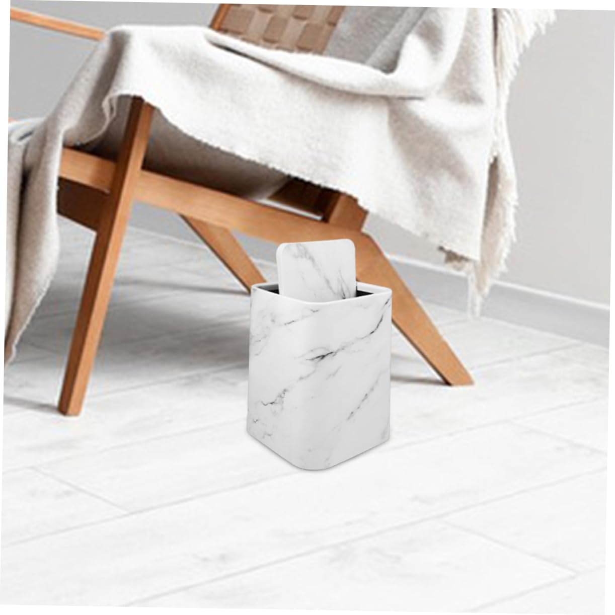 OUNONA Marble Trash Can Elegant Kitchen Bathroom Waste Bin with Stylish Marble Design Capacity Rubbish Can for Home Office Hotel Guesthouse Versatile Use Refined Aesthetic
