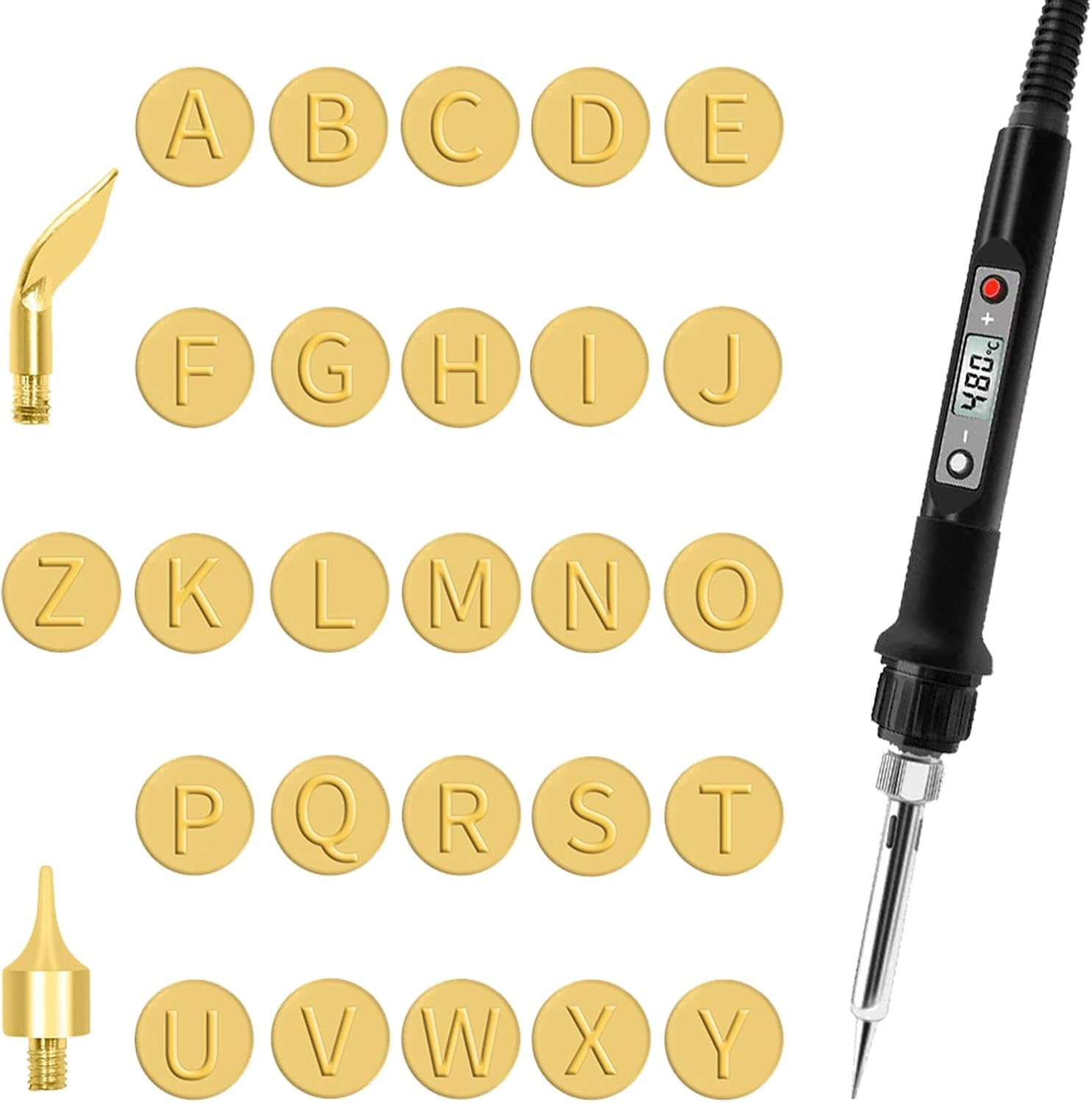 DIY Wood/Leather Burning Set,26 Letters Copper Mold WithTwo