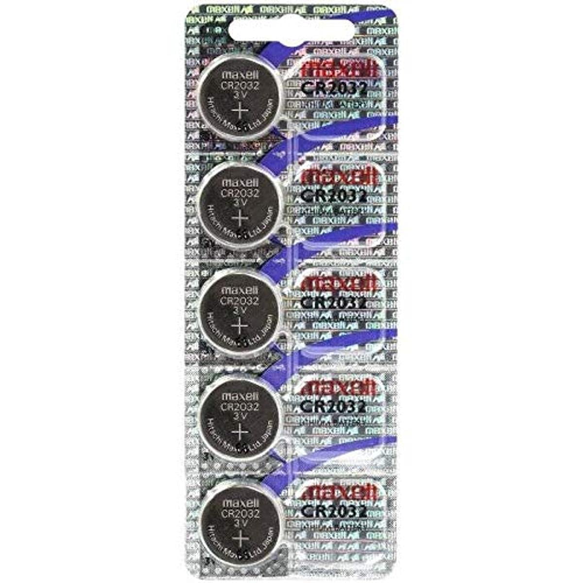 Maxell MACR2032-5 Lithium Button Cell Battery (3V, Blister Pack of 5)