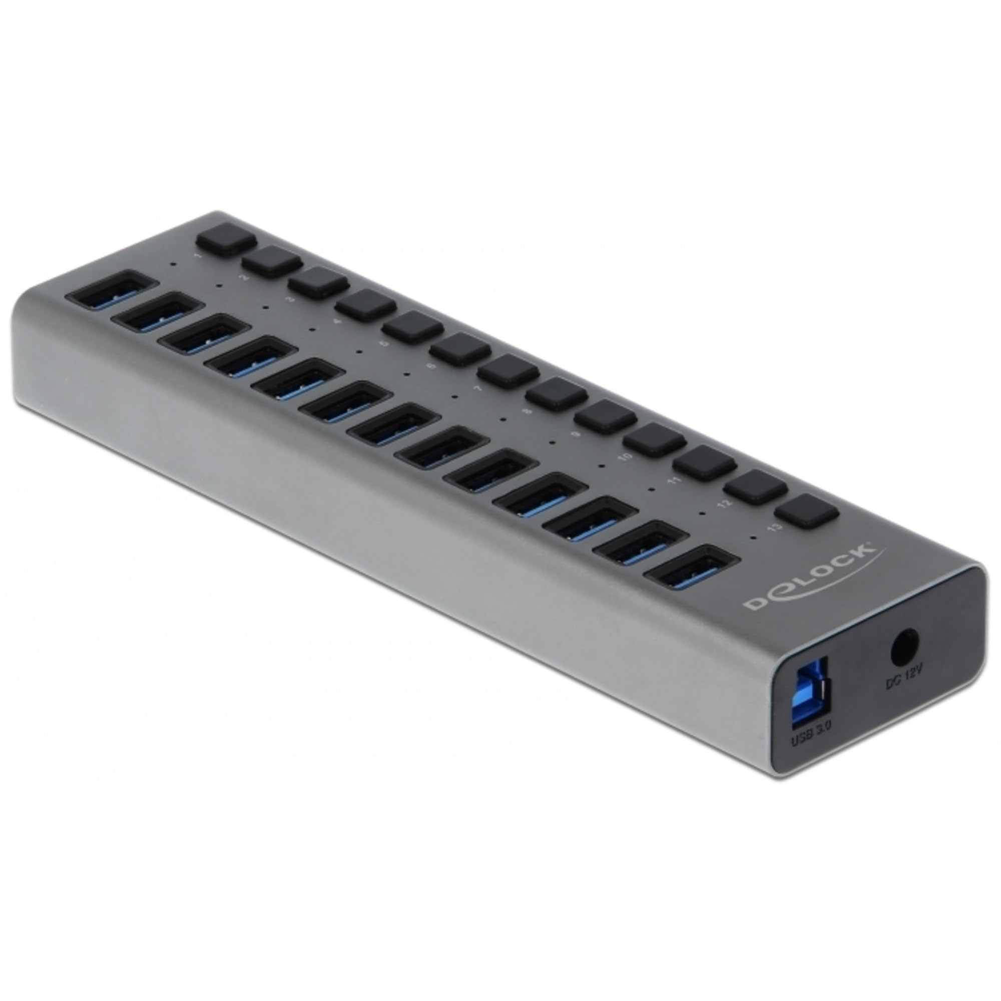 Delock Concentrador USB Externo SuperSpeed con 13 Puertos + Interruptor
