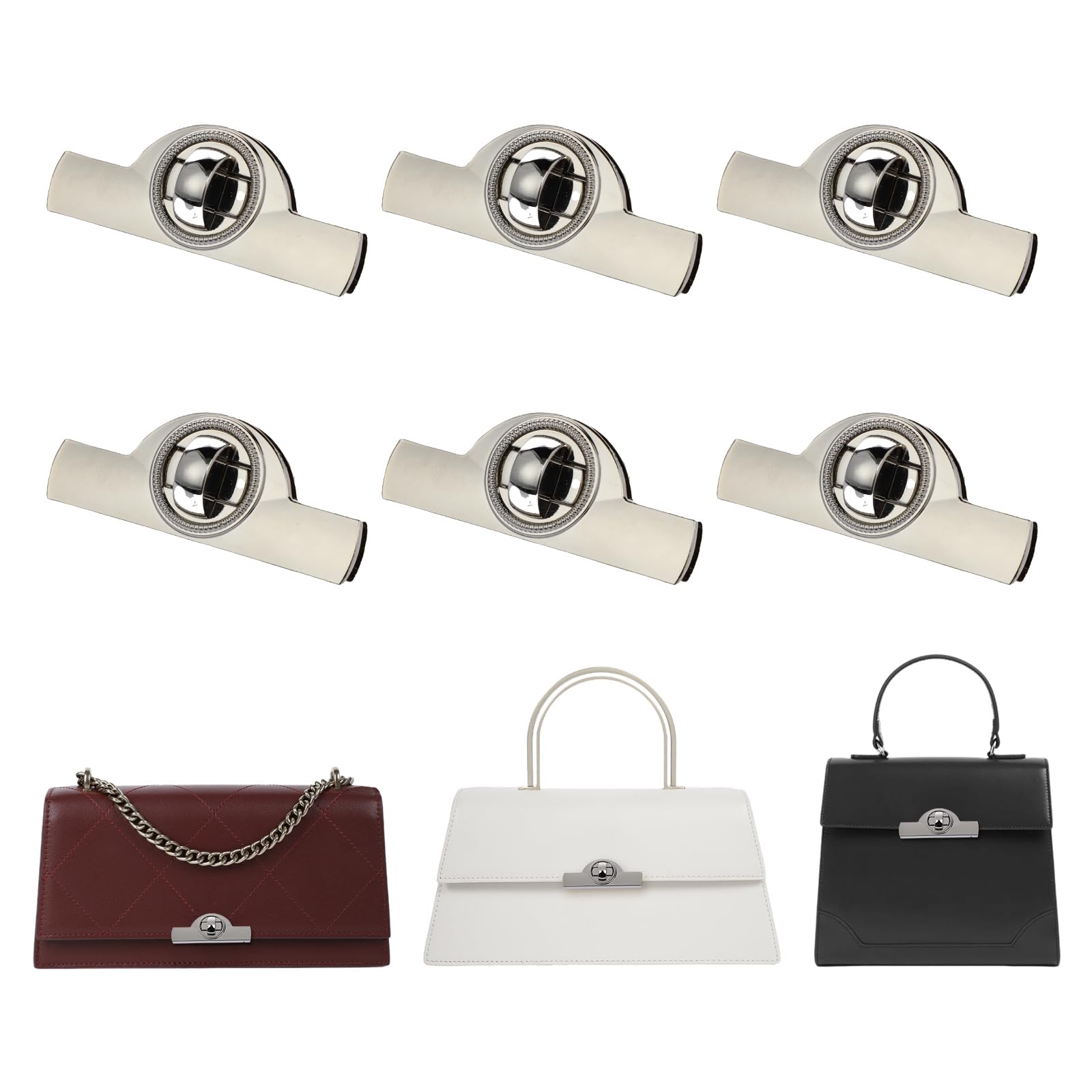 TXIN 6 Pieces Turn Locks for Purses Tuck Lock Clasp Catch Purse Thumb Buckle Fasteners Hardware for Bag Crochet Handbag