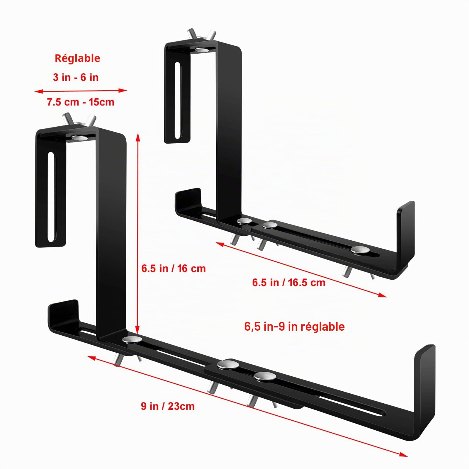 Support de jardinière réglable pour jardinière - Pour terrasse, jardin, clôture, pergola, balcon