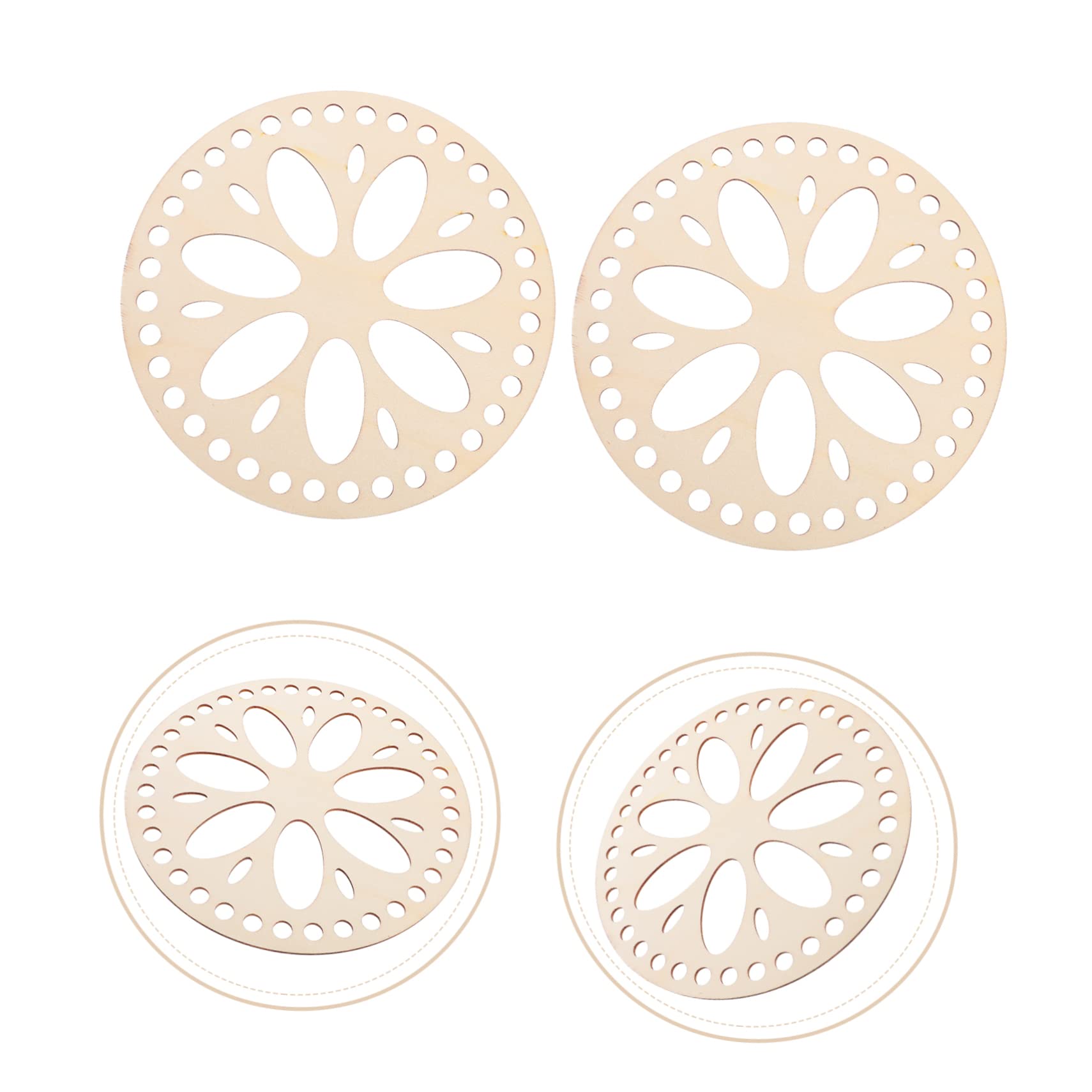 DOITOOL 2pcs Wooden Basket Bottoms for Crochet Bags Round Base for Craft Projects Unfinished for Painting Embellishing Durable Smooth Surface for Easy Use