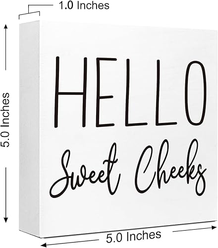 Miniatura 3 de Divertidos letreros de madera para baño, con texto en inglés Hello Sweet Cheeks, letrero de madera para baño, estante de baño, baño, hogar, mesa,