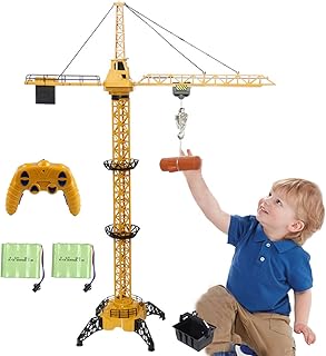 KNACKTOYZ 6 Channel Remote Control Crane Toy for Kids - 50.4 inch RC Tower Crane with LED Lights & Sounds, 680° Rotation Lift Construction Vehicles, Excavator Toy for Ages 4,5,6,7,8 Boys & Girls