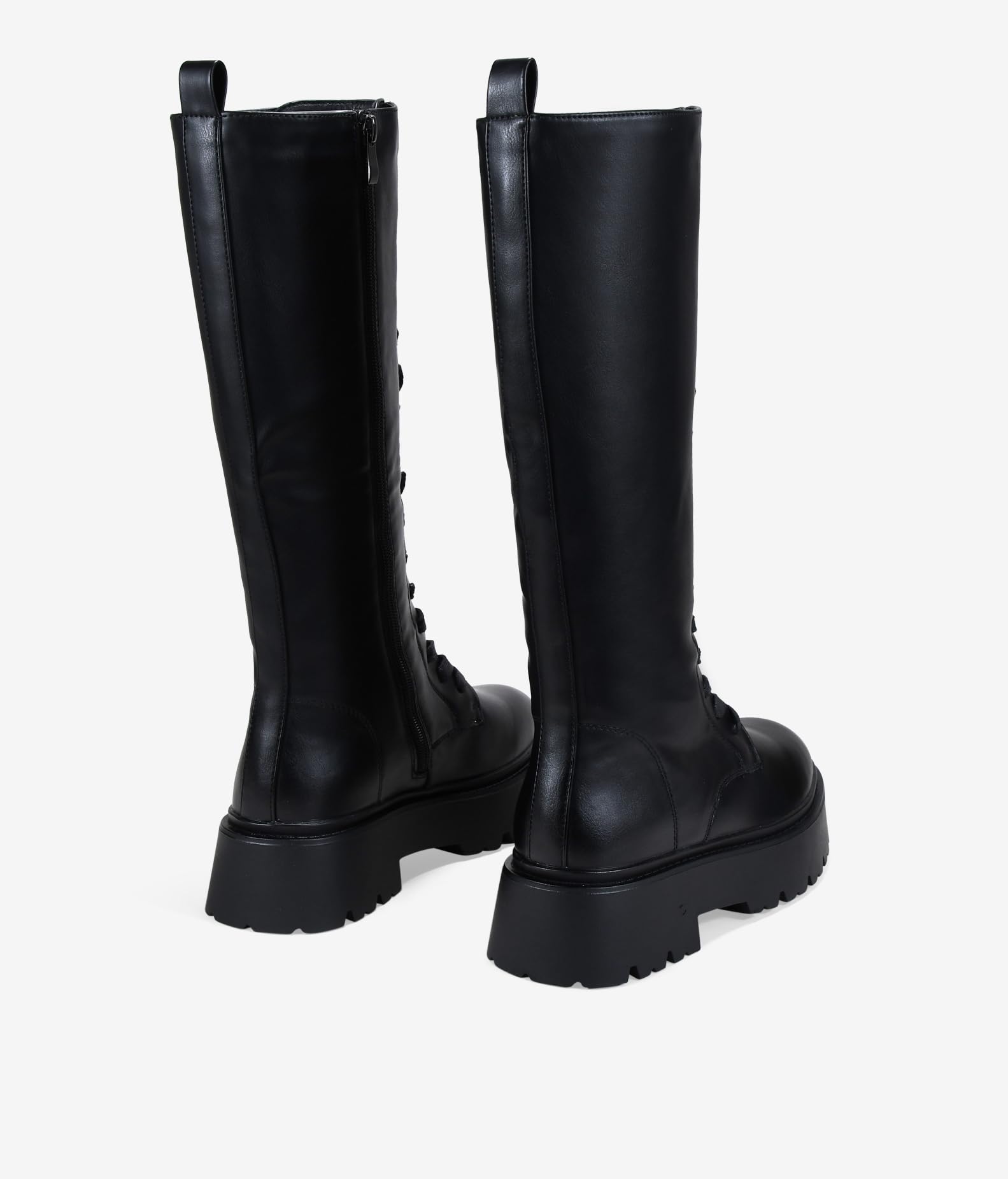 BOSANOVA Botas Altas Estilo Militar para Mujer con Cordones, Tirador Trasero y Suela de Plataforma Dentada. Cierre con Cremallera Interior. Calzado para Mujer