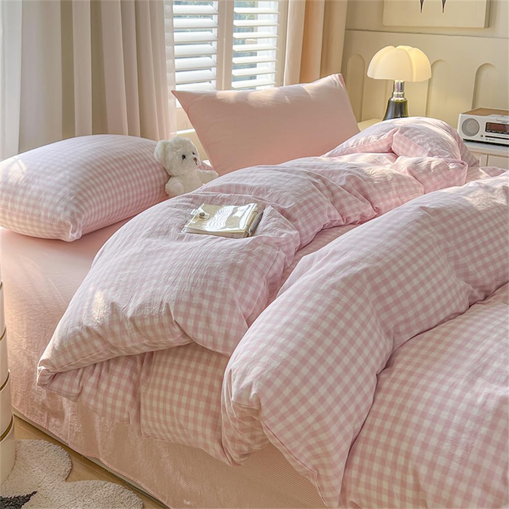 Linge de lit enfant anti-plis parure 135x200 microfibre rose