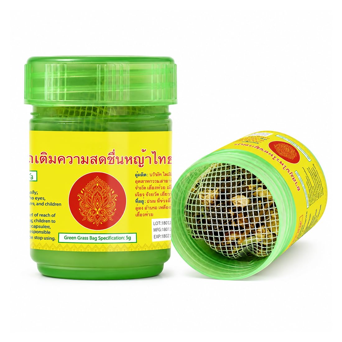2 Pezzi Inalatore Thailandese, Inalatore a base di erbe Bottiglia verde, Ideale per la casa, l'ufficio o i viaggi