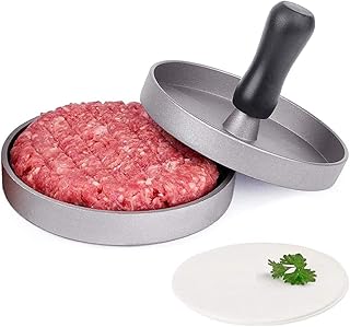 JINYJIA Pressa per Hamburger, Stampo Antiaderente per Hamburger, con 40 Dischi di Carta per Hamburger in Omaggio, Ideali per Barbecue