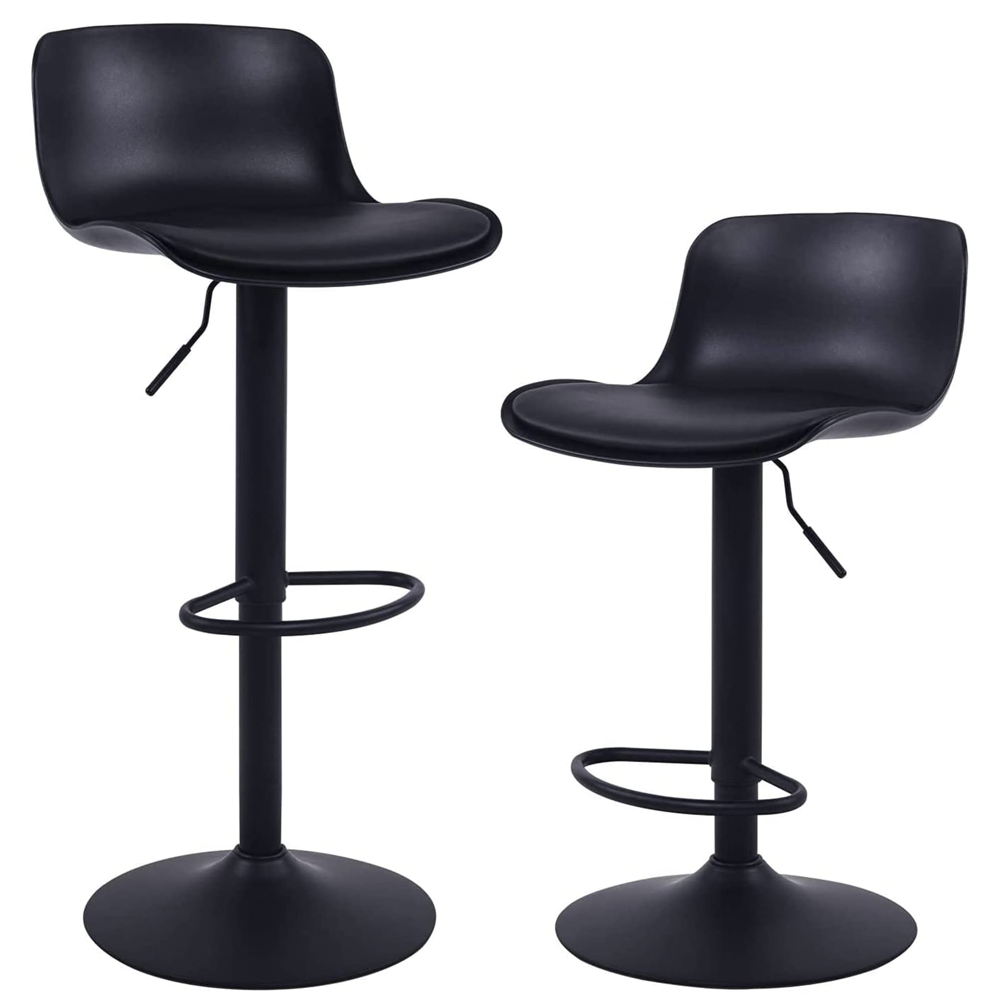 YOUNIKE Barhocker 2er Set Schwarz, Höhenverstellbarer Dreh-Barstuhl mit Rückenlehne, Hohe Barstühle als Küchenstuhl Tresenstuhl, Praktische Barhocker für Bartheke Küche Essbereich